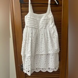 Meline Women's White Eyelet Sleeveless Square Neckline Mini Dress Size Medium